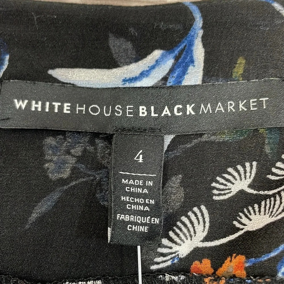 NWT White House Black Market Xian Floral Blouse Long Bell Sleeve 4 - Picture 13 of 16